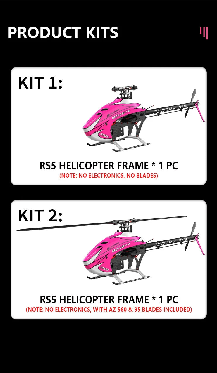 GooSky RS5 Helicopter Kit (With Azure Blades) - Orange