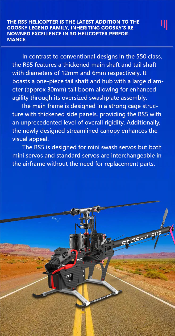 GooSky RS5 Helicopter Kit (With Azure Blades) - Orange