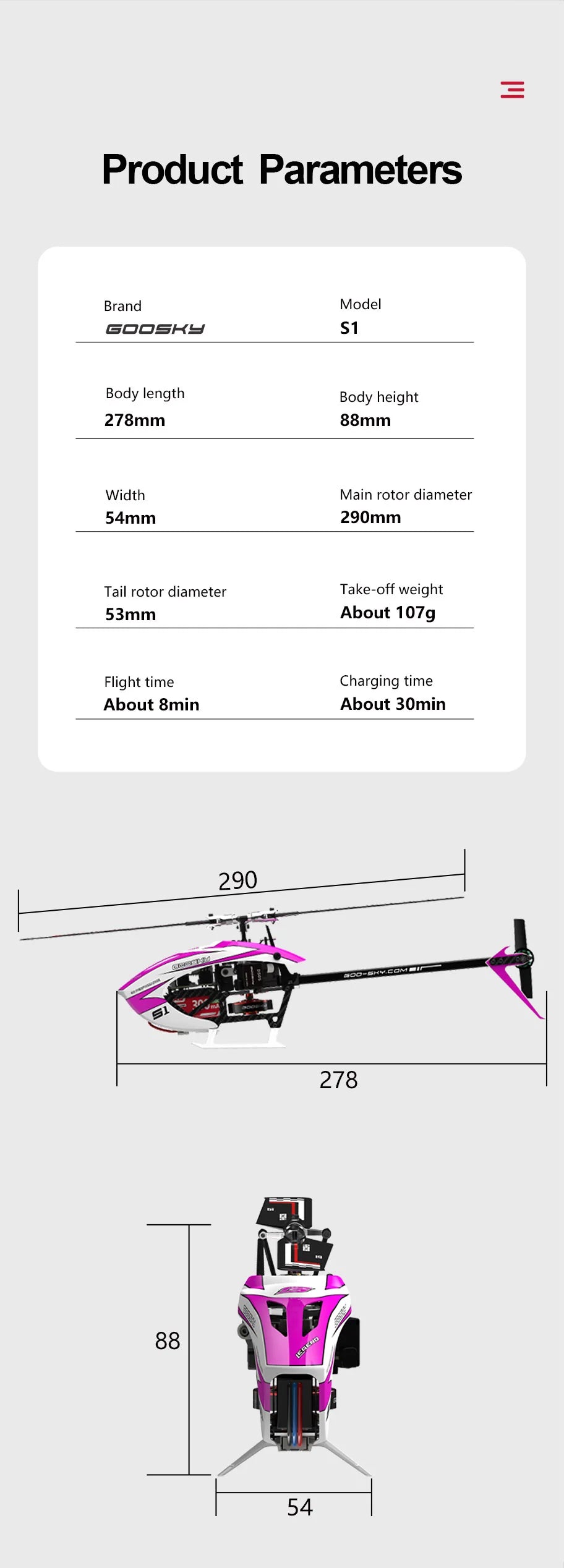 GooSky Legend S1 V2 Helicopter - BNF - Orange