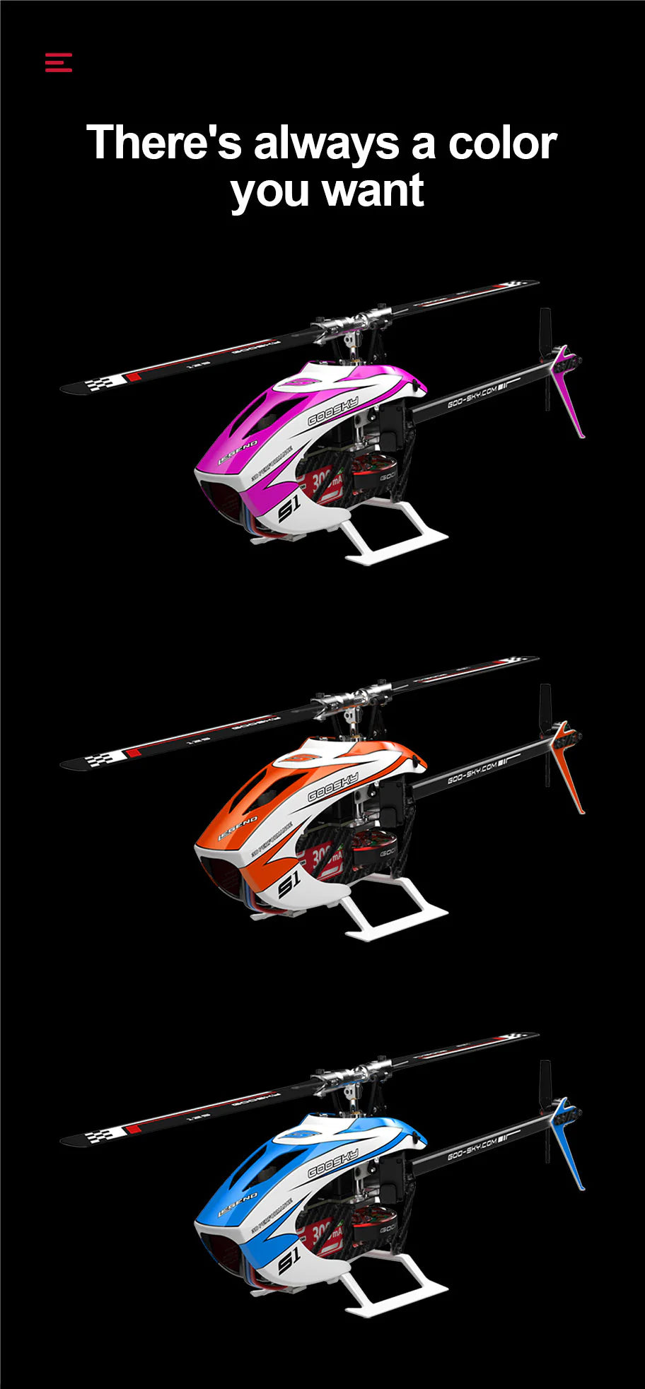 GooSky Legend S1 V2 Helicopter - BNF - Blue