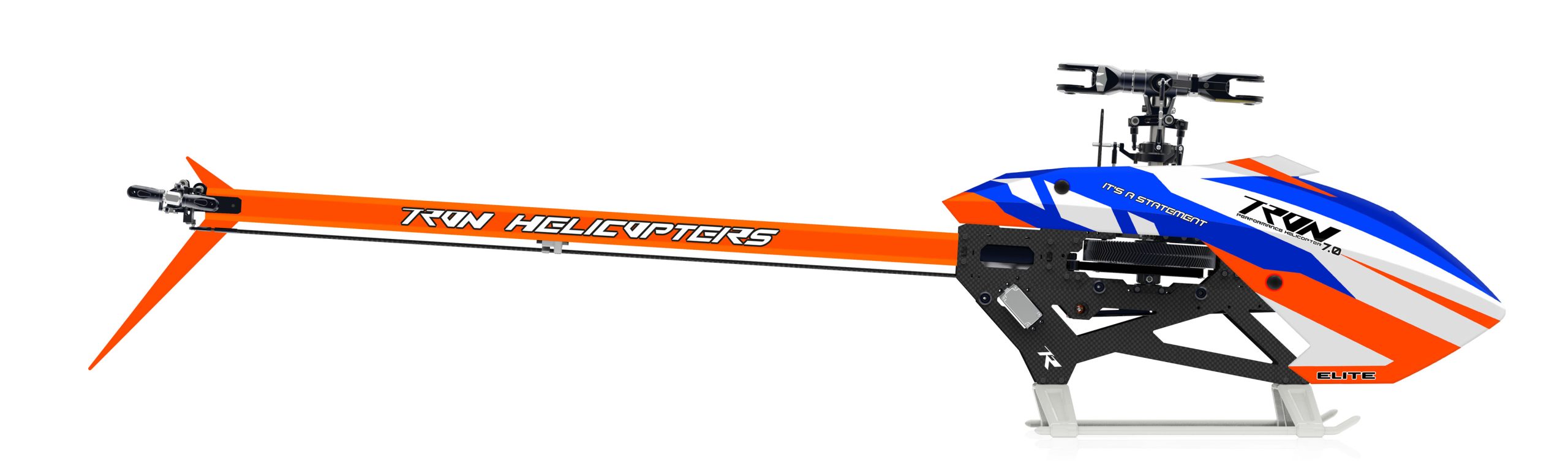 Tron 7.0 Elite Helicopter Kit (Without Blades) - White/Shock Blue/Orange